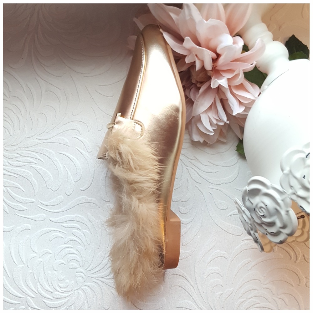 Rose Gold Faux Fur Trimmed Mule - Picture 6 of 8